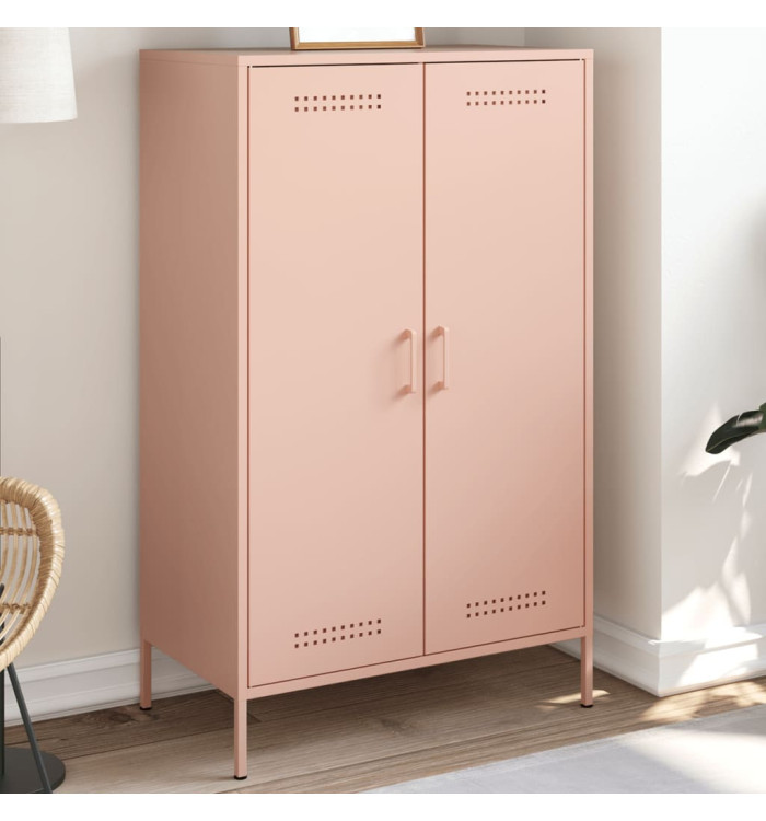 Buffet haut rose 68x39x113 cm acier | Mobilier & Déco