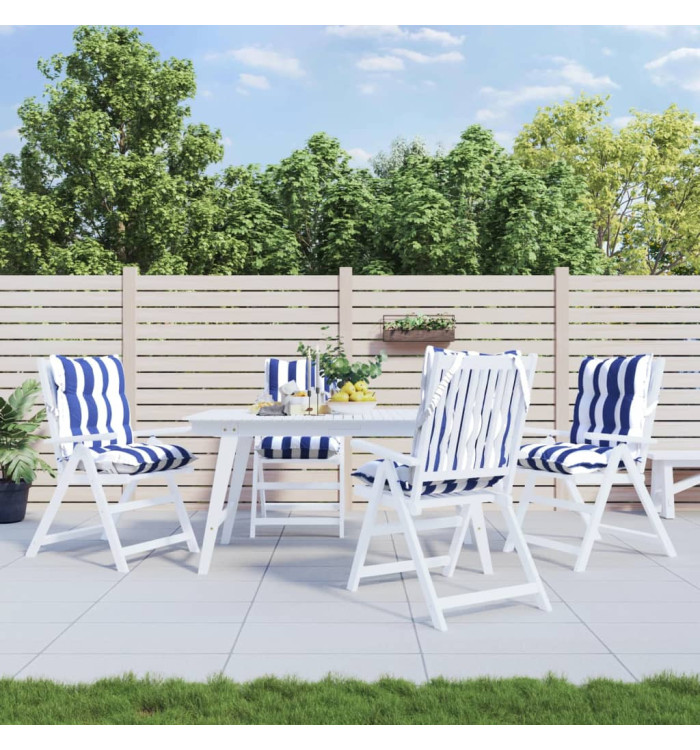 Coussins de chaise à dossier bas lot de 4 rayures bleu/blanc | Mobilier & Déco