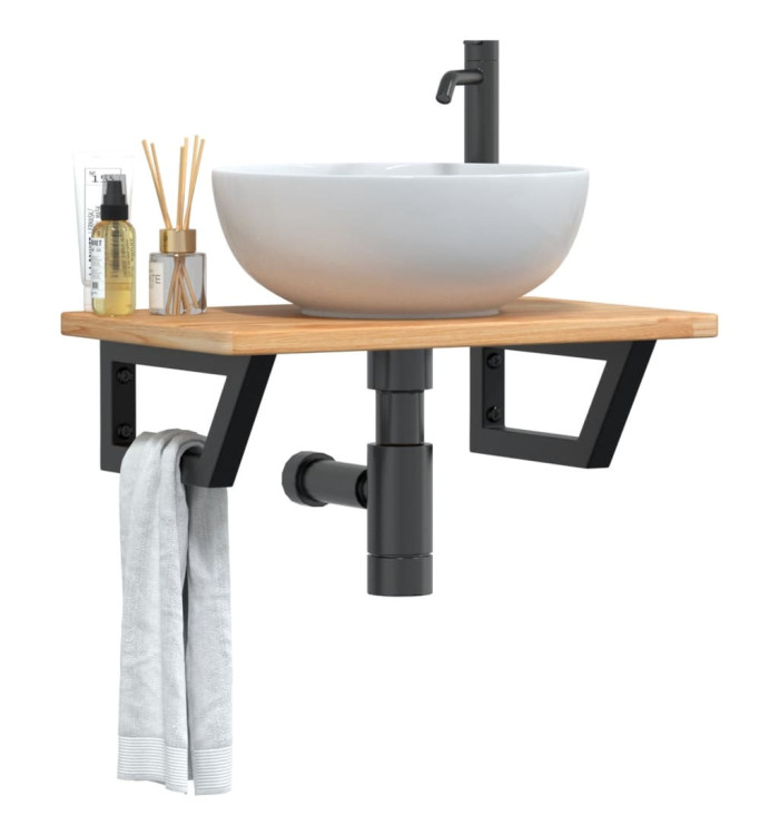 Étagère de vasque murale acier et bois de chêne massif | Mobilier & Déco