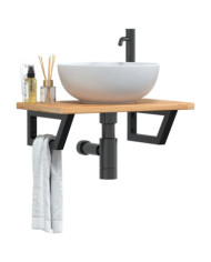 Étagère de vasque murale acier et bois de chêne massif | Mobilier & Déco