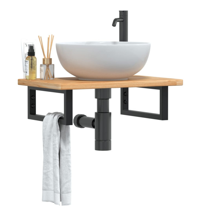 Étagère de vasque murale acier et bois de chêne massif | Mobilier & Déco