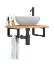 Étagère de vasque murale acier et bois de chêne massif | Mobilier & Déco