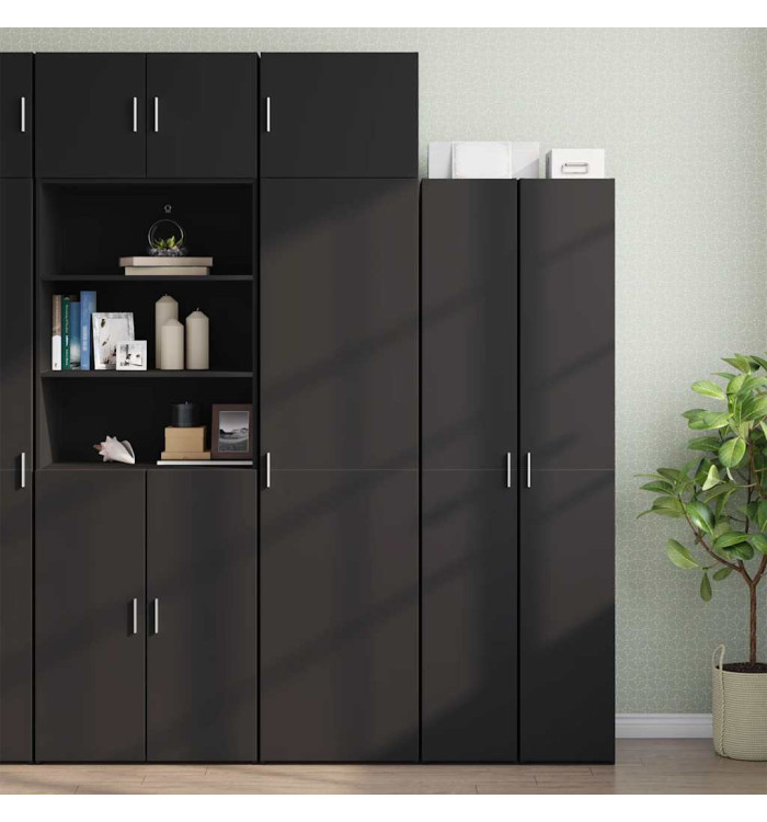 Armoire de rangement mince noir 50x42,5x225cm bois d'ingénierie | Mobilier & Déco