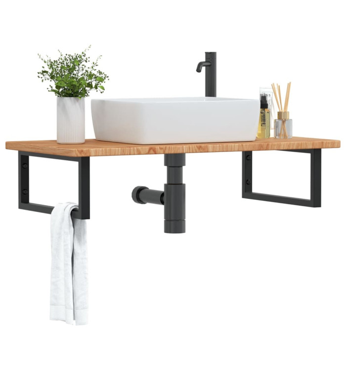 Étagère de vasque murale acier et bois de chêne massif | Mobilier & Déco