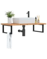 Étagère de vasque murale acier et bois de chêne massif | Mobilier & Déco