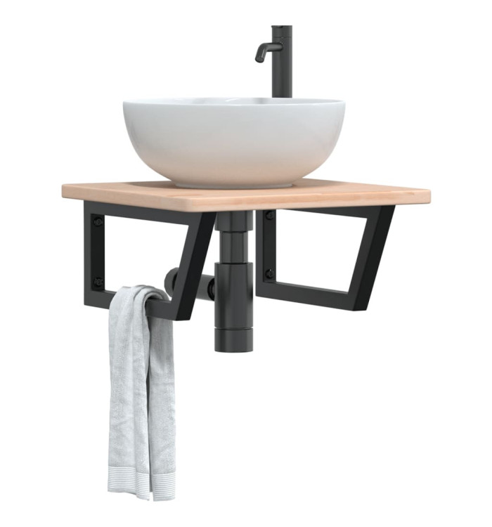 Étagère de vasque murale acier et bois de chêne massif | Mobilier & Déco