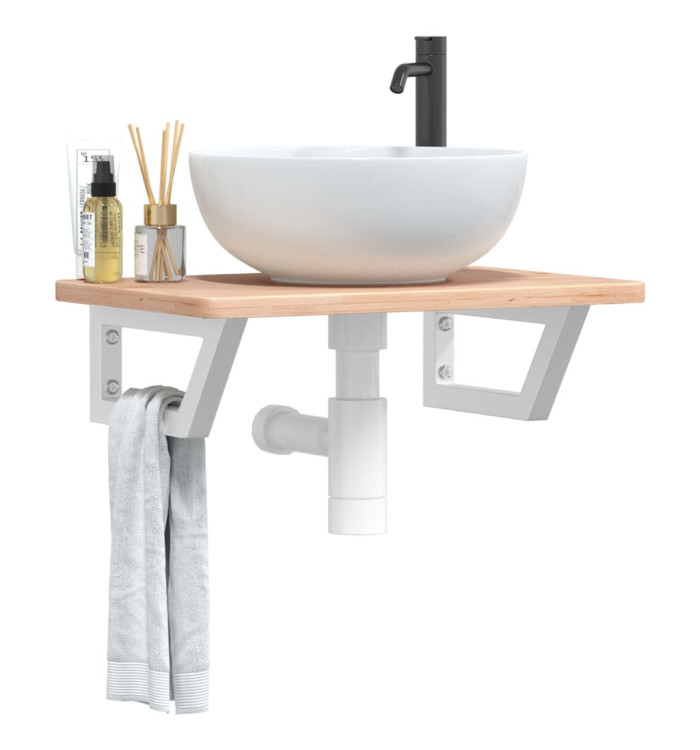 Étagère de vasque murale acier et bois de chêne massif | Mobilier & Déco