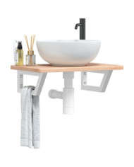 Étagère de vasque murale acier et bois de chêne massif | Mobilier & Déco