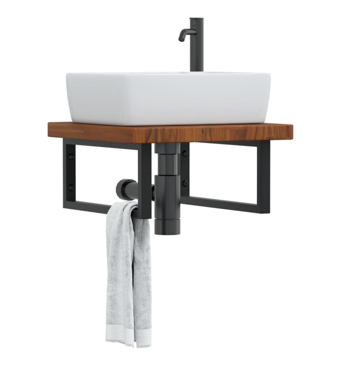 Étagère de vasque murale acier et bois de chêne massif | Mobilier & Déco
