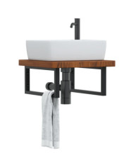 Étagère de vasque murale acier et bois de chêne massif | Mobilier & Déco