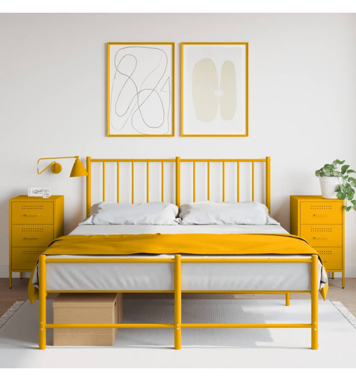 Tables de chevet 2 pcs jaune moutarde 36x39x68 cm acier | Mobilier & Déco