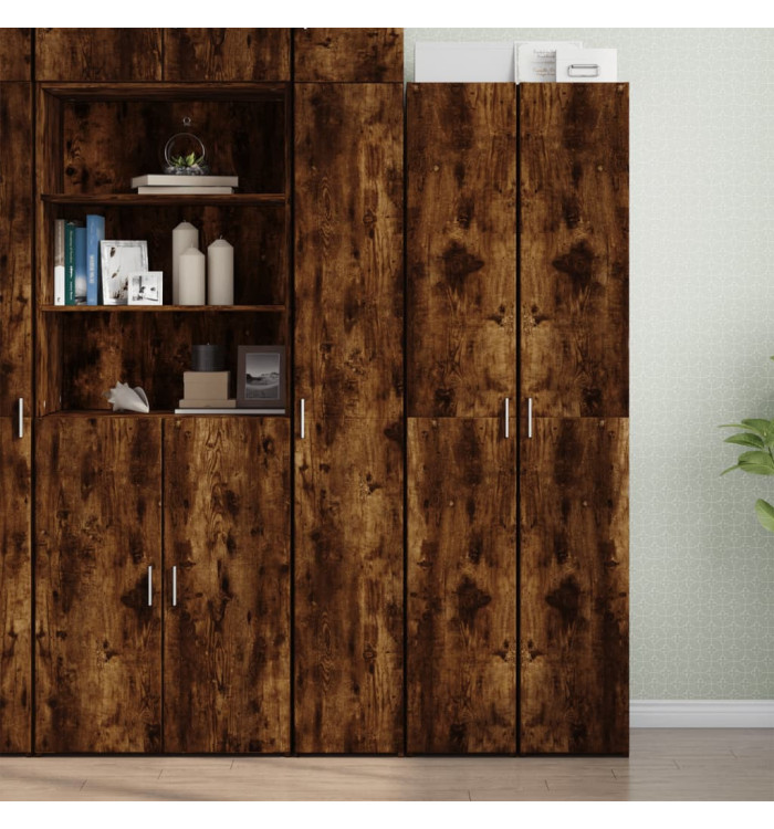 Buffet haut chêne fumé 30x42,5x185 cm bois d'ingénierie | Mobilier & Déco