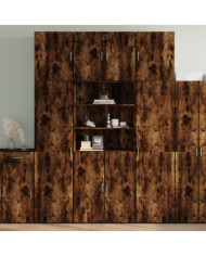 Buffet haut chêne fumé 80x42,5x249 cm bois d'ingénierie | Mobilier & Déco
