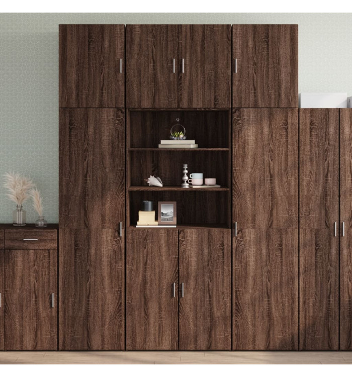 Buffet haut chêne marron 80x42,5x249 cm bois d'ingénierie | Mobilier & Déco