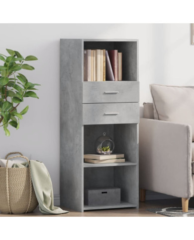 Buffet haut gris béton 45x42,5x124 cm bois d'ingénierie | Mobilier & Déco