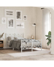 Cadre de lit métal sans matelas et pied de lit blanc 120x190 cm | Mobilier & Déco