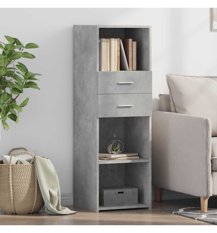 Buffet haut gris béton 40x42,5x124 cm bois d'ingénierie | Mobilier & Déco