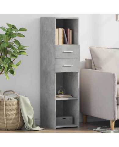 Buffet haut gris béton 30x42,5x124 cm bois d'ingénierie | Mobilier & Déco
