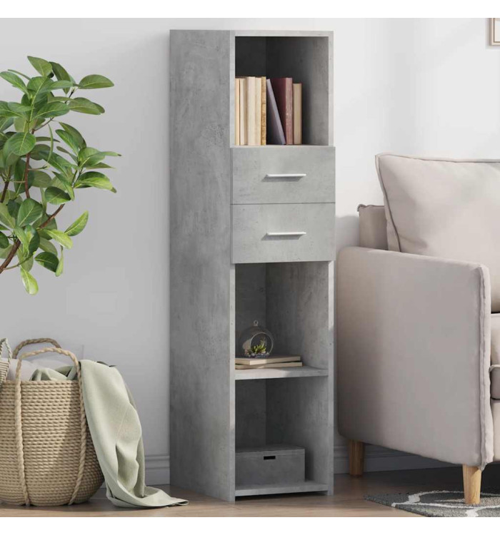 Buffet haut gris béton 30x42,5x124 cm bois d'ingénierie | Mobilier & Déco