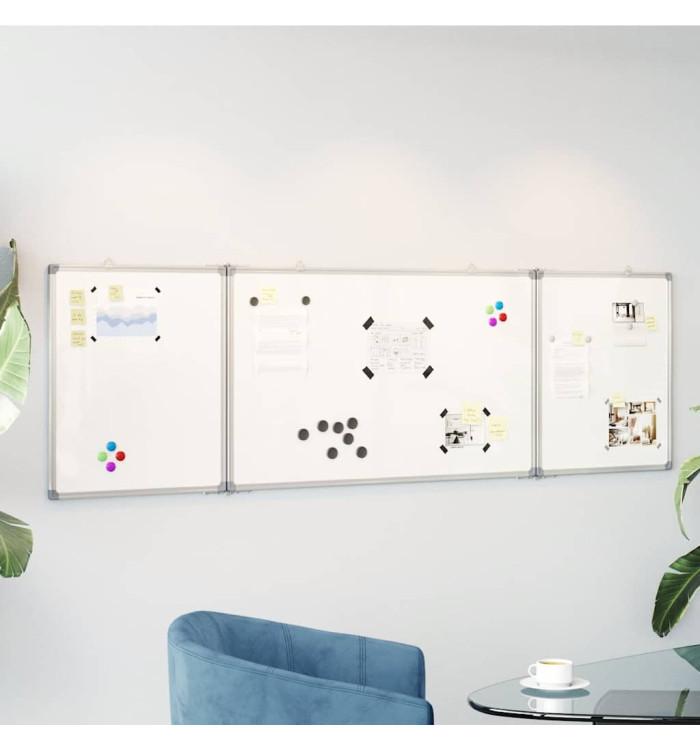 Tableau blanc magnétique pliable 160x50x1,7 cm aluminium | Mobilier & Déco