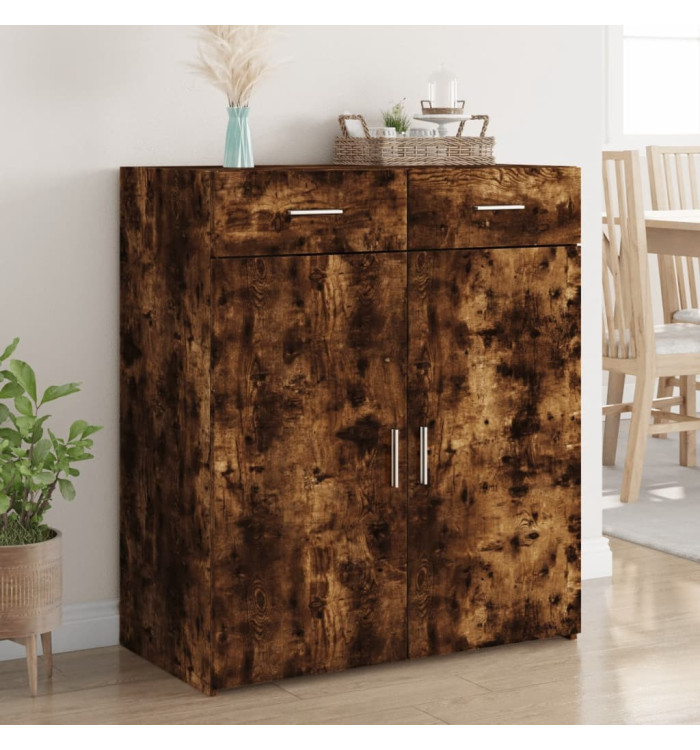 Buffet chêne fumé 80x42,5x93 cm bois d'ingénierie | Mobilier & Déco
