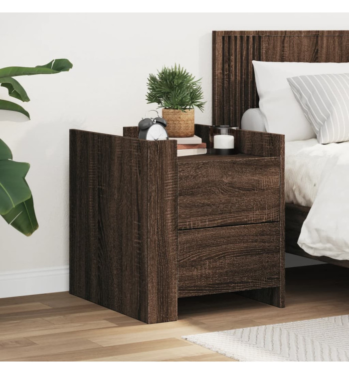 Table de chevet chêne marron 45x50x50 cm bois d’ingénierie | Mobilier & Déco
