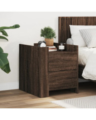 Table de chevet chêne marron 45x50x50 cm bois d’ingénierie | Mobilier & Déco