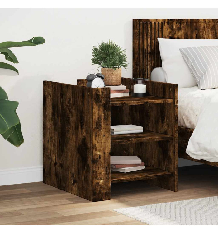 Table de chevet chêne fumé 45x50x50 cm bois d'ingénierie | Mobilier & Déco