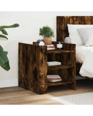 Table de chevet chêne fumé 45x50x50 cm bois d'ingénierie | Mobilier & Déco