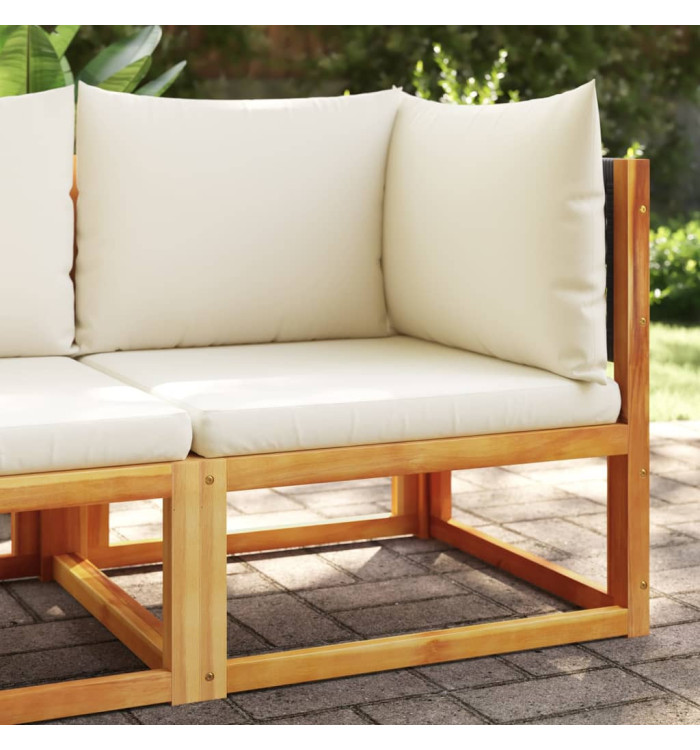 Canapé d'angle de jardin avec coussins bois massif d'acacia | Mobilier & Déco