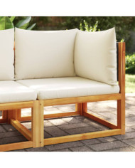 Canapé d'angle de jardin avec coussins bois massif d'acacia | Mobilier & Déco