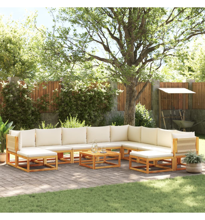 Salon de jardin avec coussins 11 pcs bois massif d'acacia | Mobilier & Déco