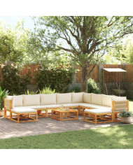Salon de jardin avec coussins 11 pcs bois massif d'acacia | Mobilier & Déco