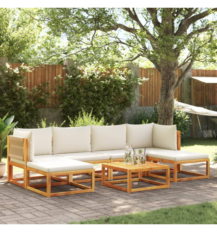Salon de jardin avec coussins 7 pcs bois massif d'acacia | Mobilier & Déco