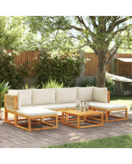 Salon de jardin avec coussins 7 pcs bois massif d'acacia | Mobilier & Déco