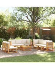 Salon de jardin avec coussins 9 pcs bois massif d'acacia | Mobilier & Déco