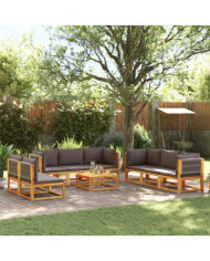 Salon de jardin avec coussins 9 pcs bois massif d'acacia | Mobilier & Déco