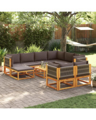 Salon de jardin avec coussins 10 pcs bois d'acacia solide | Mobilier & Déco
