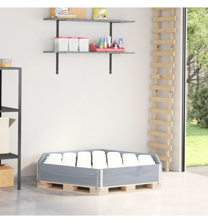 Lit surélevé hexagonale gris 160x160 cm bois de pin massif | Mobilier & Déco