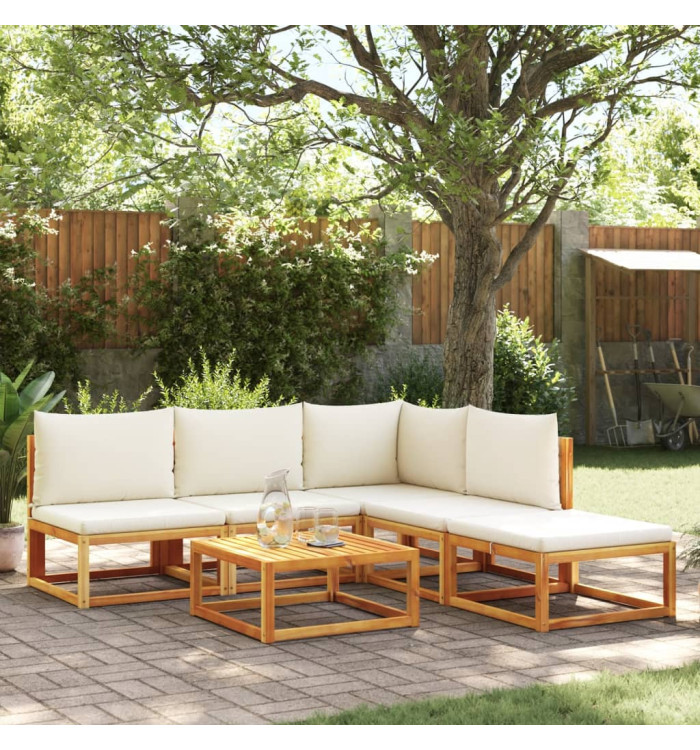 Salon de jardin avec coussins 6 pcs bois d'acacia solide | Mobilier & Déco