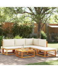 Salon de jardin avec coussins 6 pcs bois d'acacia solide | Mobilier & Déco