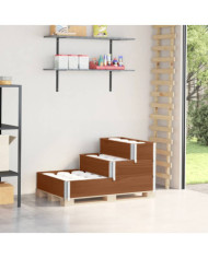 Lit surélevé à 3 niveaux marron 120x80 cm bois pin massif | Mobilier & Déco