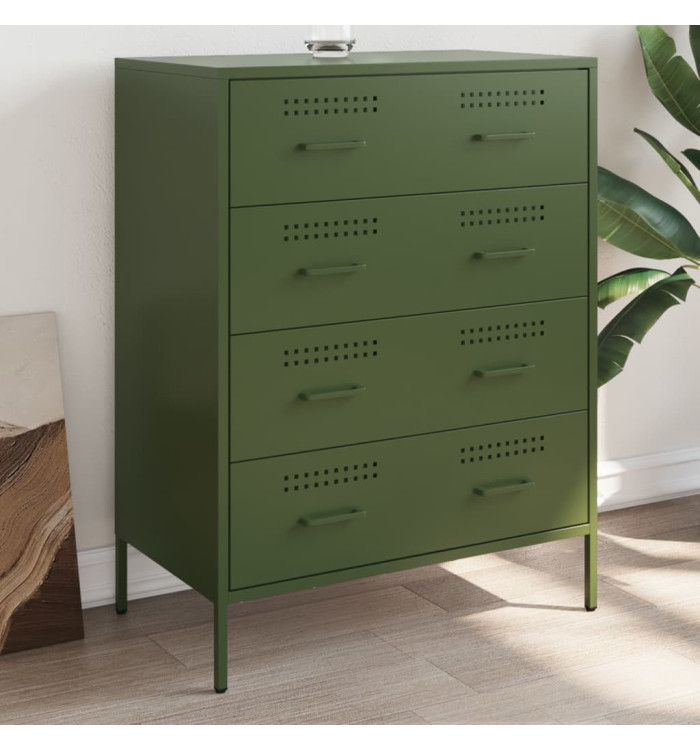 Buffet vert olive 68x39x89 cm acier | Mobilier & Déco