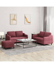 Ensemble de canapés 3 pcs avec coussins Rouge bordeaux Tissu | Mobilier & Déco