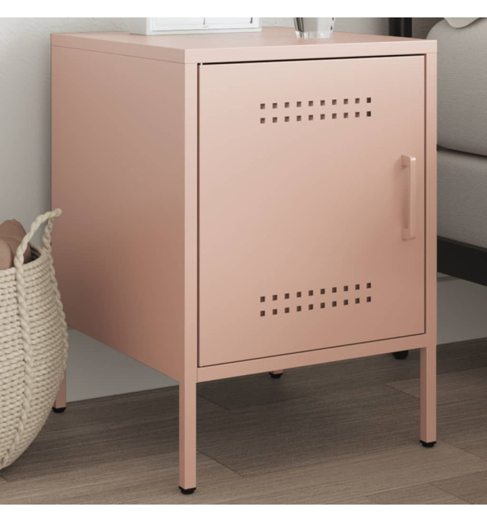 Table de chevet rose 36x39x50,5 cm acier | Mobilier & Déco