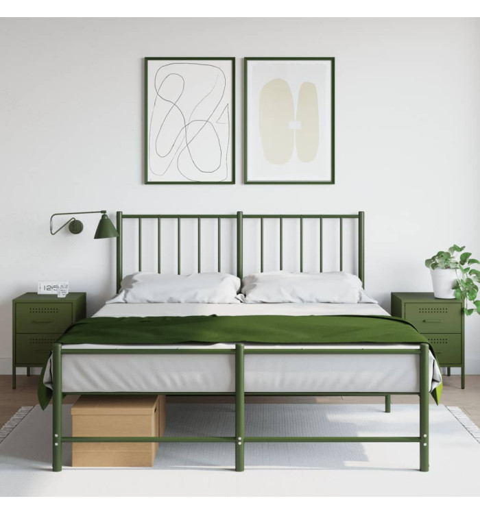 Tables de chevet 2 pcs vert olive 36x39x50,5 cm acier | Mobilier & Déco