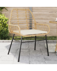 Chaises de jardin lot de 2 et coussins marron rotin | Mobilier & Déco