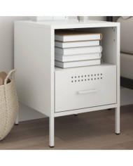 Table de chevet blanc 36x39x50,5 cm acier | Mobilier & Déco
