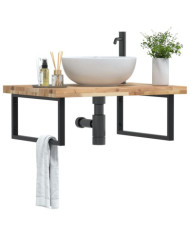 Étagère de vasque murale acier et bois massif d'acacia | Mobilier & Déco