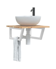 Étagère de vasque murale acier et bois massif d'acacia | Mobilier & Déco